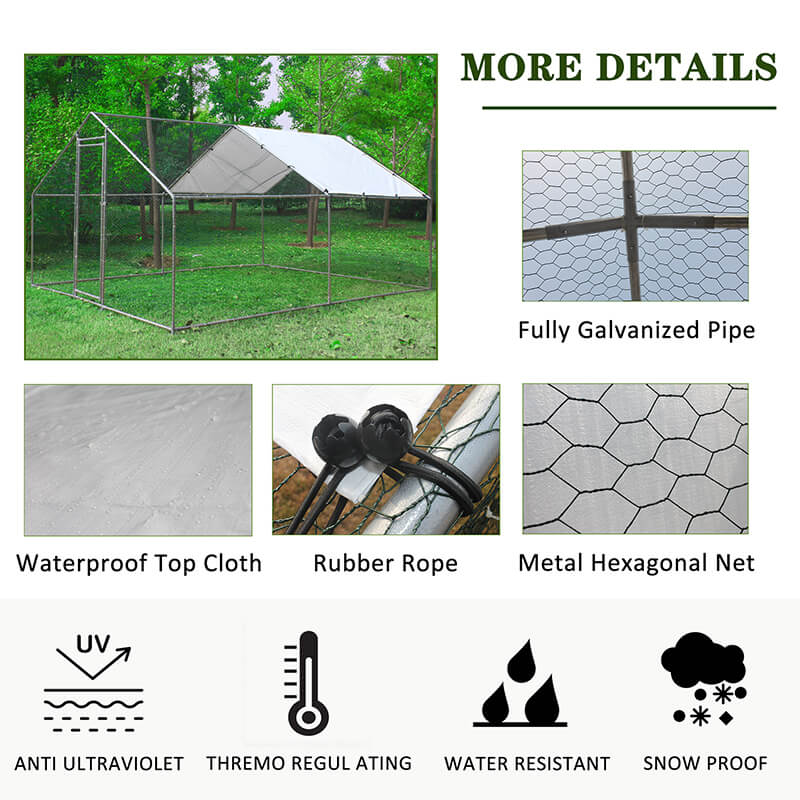 Galvanized Wire Metal Walk-in Chicken Coop