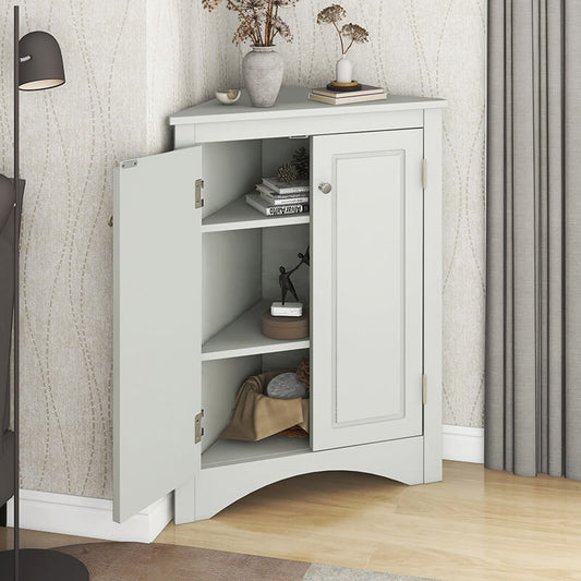 Grey Corner Triangle Bathroom Storage Cabinet