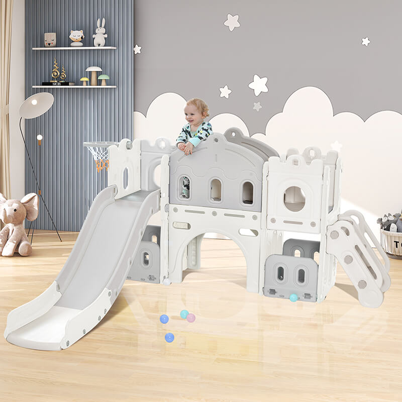 Kids Castle Climber Slide Playset Structure