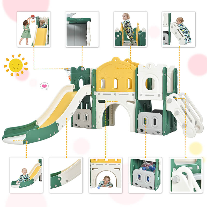 72" Green Castle Climber Kids Playset