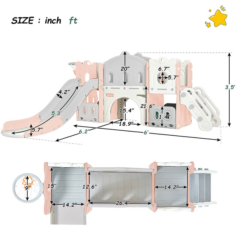 Castle Climber Kids Slide Playset Structure