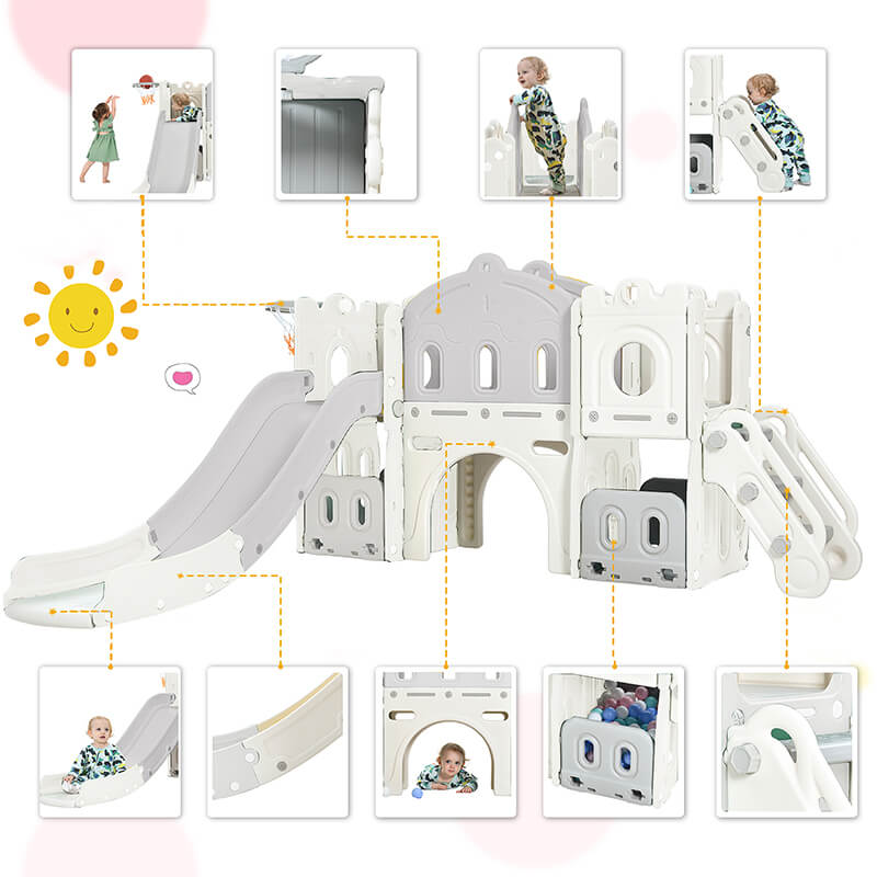 Kids Castle Climber Slide Playset Structure