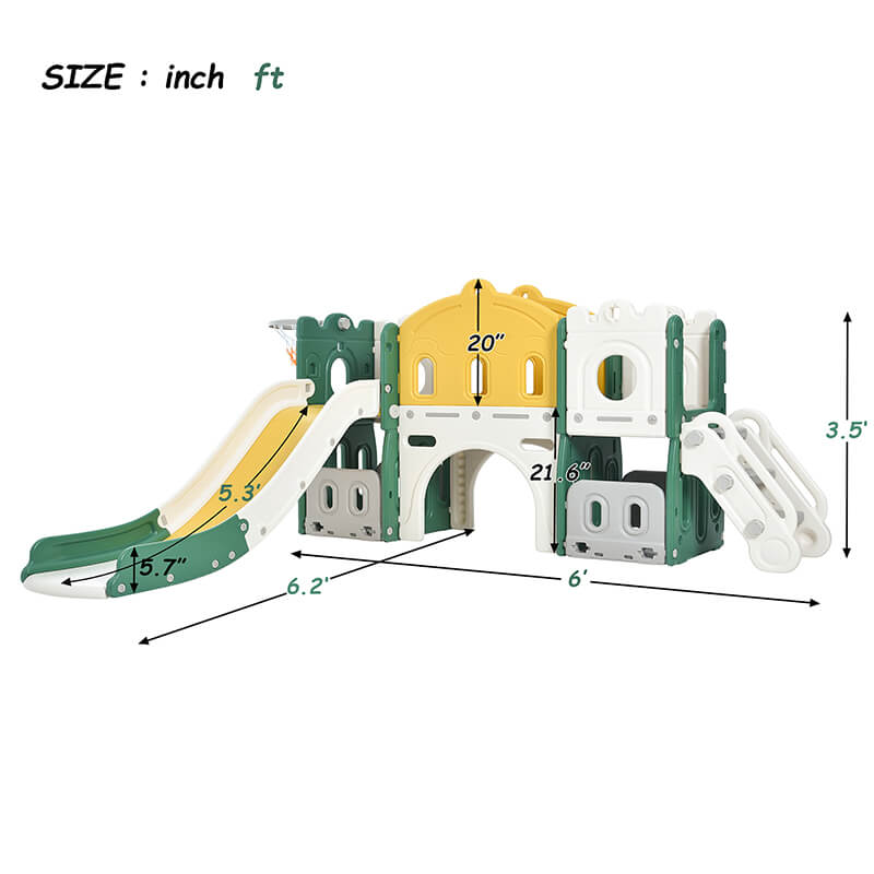 72" Green Castle Climber Kids Playset