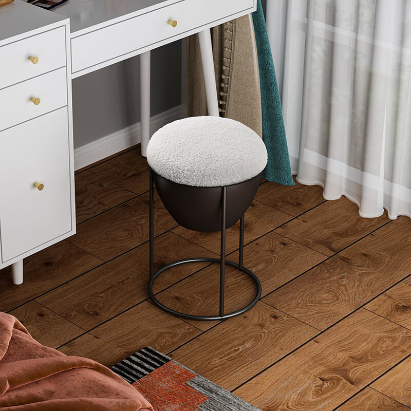 13.6" Modern Cream White Storage Footstool