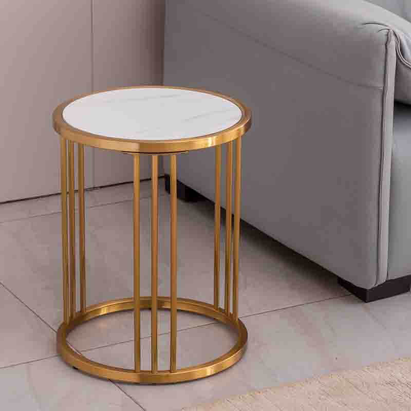  Modern Golden Stainless Steel Frame Round End Table