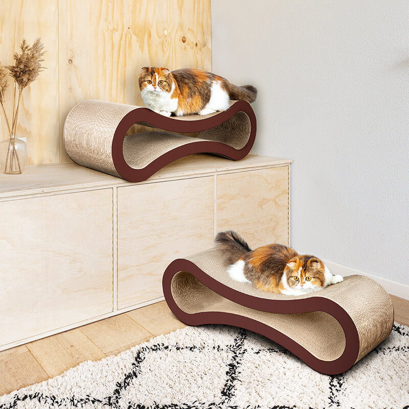 34" Curved Brown Cat Scratcher Cardboard House bed