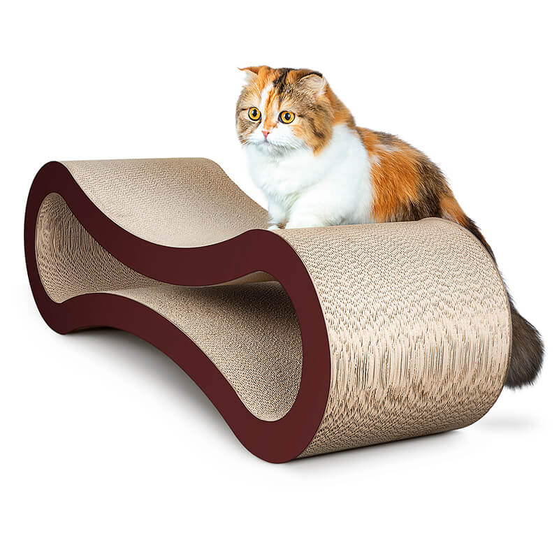 34" Curved Brown Cat Scratcher Cardboard House bed