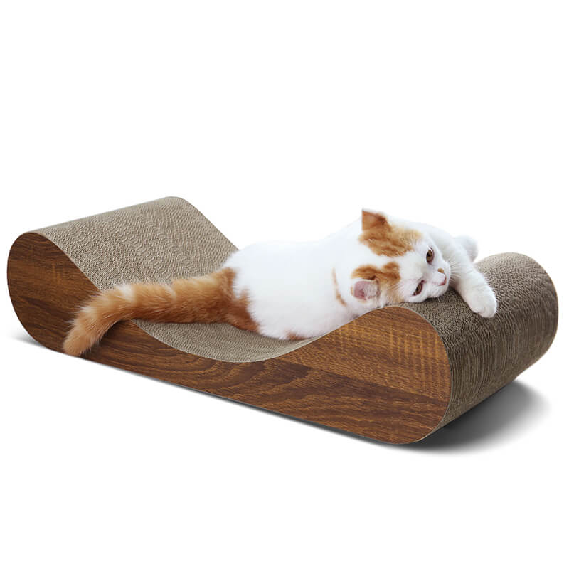 23" Brown Wood Cat Scratcher Cardboard Lounge Bed