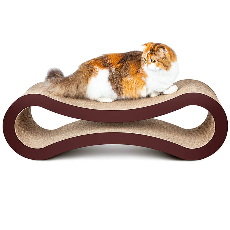 34" Curved Brown Cat Scratcher Cardboard House bed