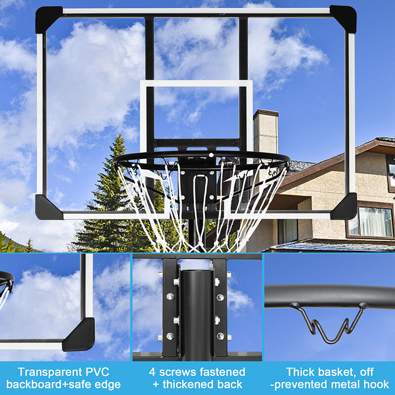 36" Portable Iron Backboard Basketball Hoop