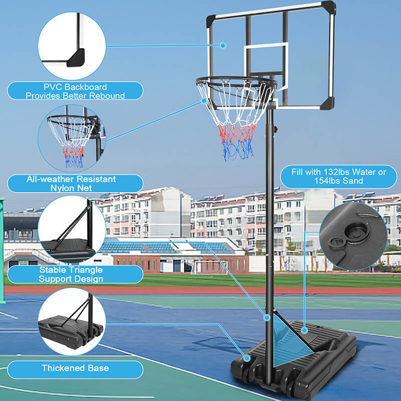 36" Portable Iron Backboard Basketball Hoop