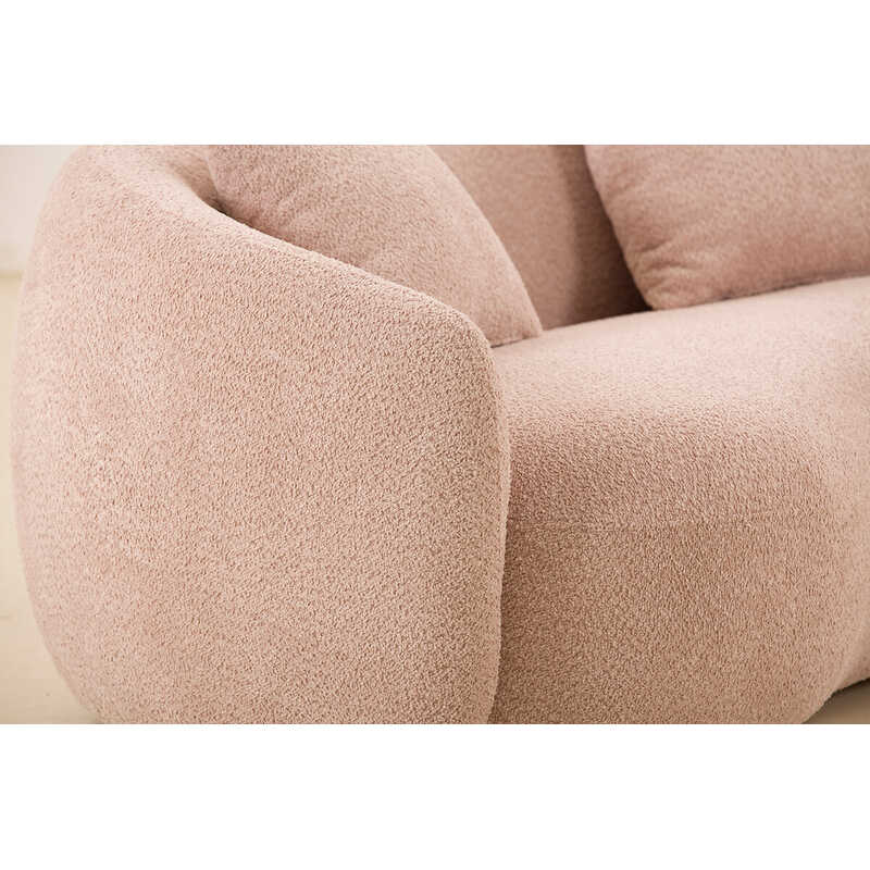 93.6" Modern 4-Seat Curved Sofa - Pink Boucle Fabric