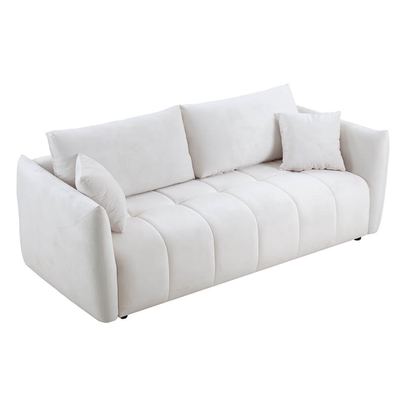 Modern Beige Fabric Sectional Couch Sofa