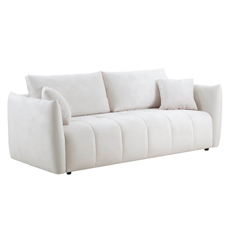 Modern Beige Fabric Sectional Couch Sofa