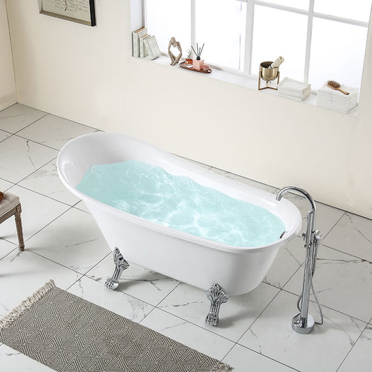 67" White Acrylic Freestanding Soaking Bathtub