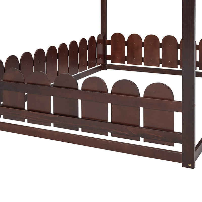 Espresso Solid Wood House Bed Frame