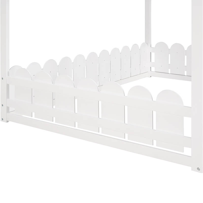 78.7" White Wooden House Bed Frame