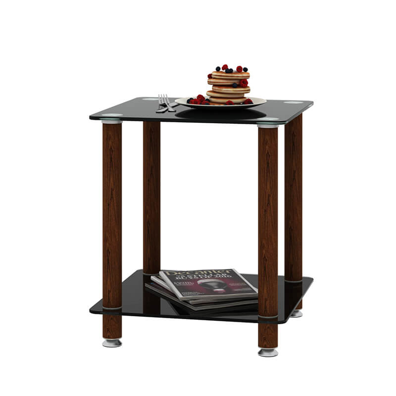 19.37" Modern 2-Tier Space End Table - Black & Walnut