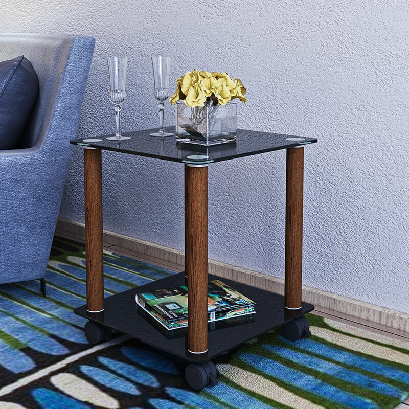 black and walnut side table