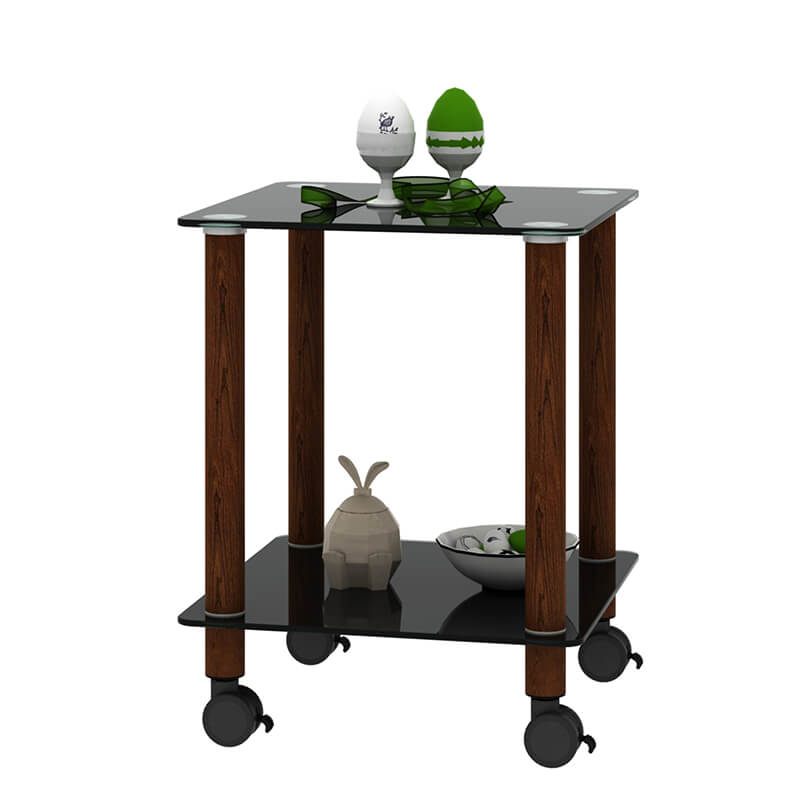 19.37" Modern 2-Tier Space End Table - Black & Walnut