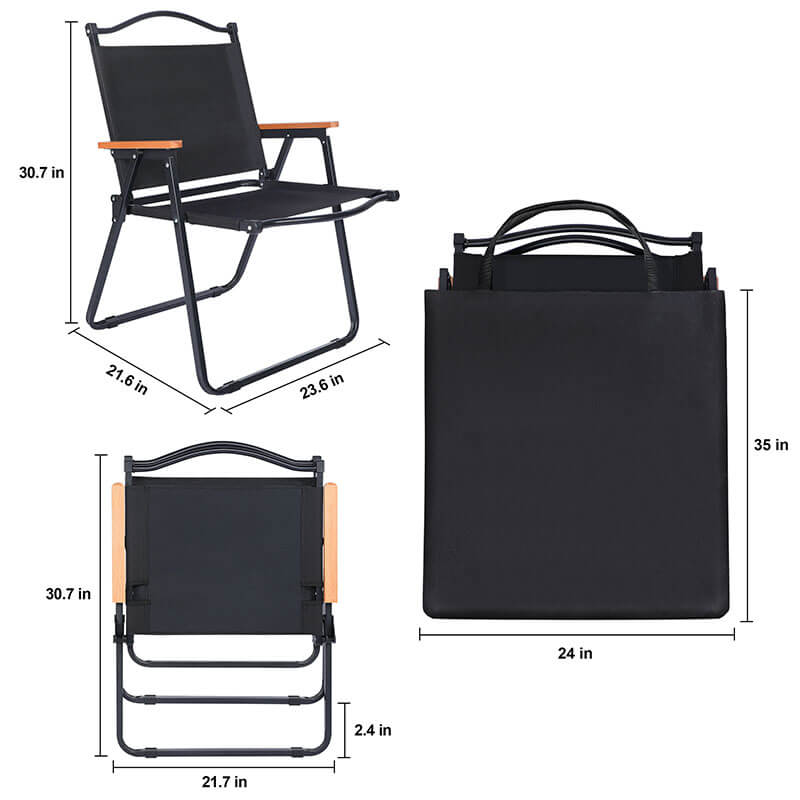 22" Black Large Folding Camp Chair