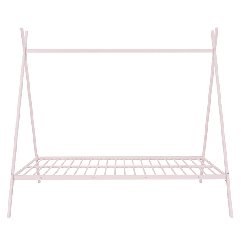 76.8" Pink Metal Play House Bed Tent With Slat For Kids