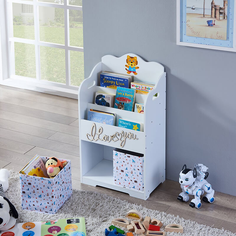 19" White Maison Kids Bookcase with Toy Storage