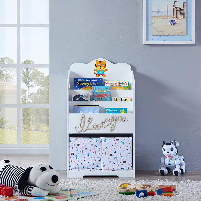 19" White Maison Kids Bookcase with Toy Storage