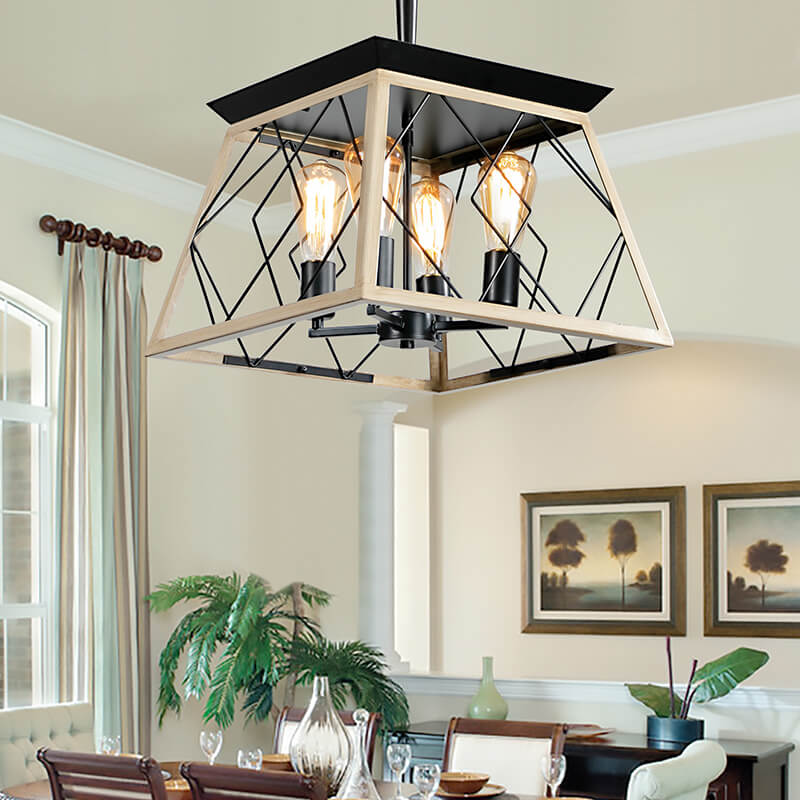 Antique Metal 4-Light Farmhouse Pendant Light