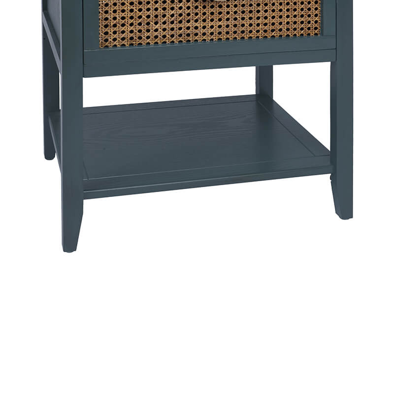 22.1" Green Natural Rattan 2-Drawer Nightstand