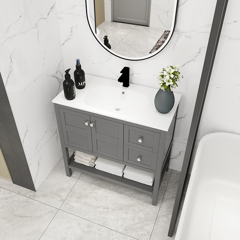 Modern Rock Grey Plywood Bathroom Vanity