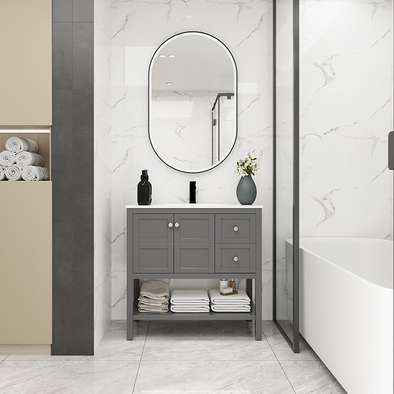 Modern Rock Grey Plywood Bathroom Vanity