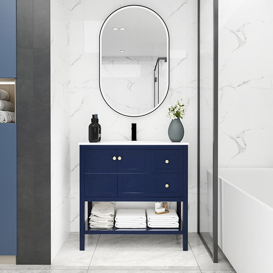 35.6" Navy Blue Plywood Bathroom Vanity