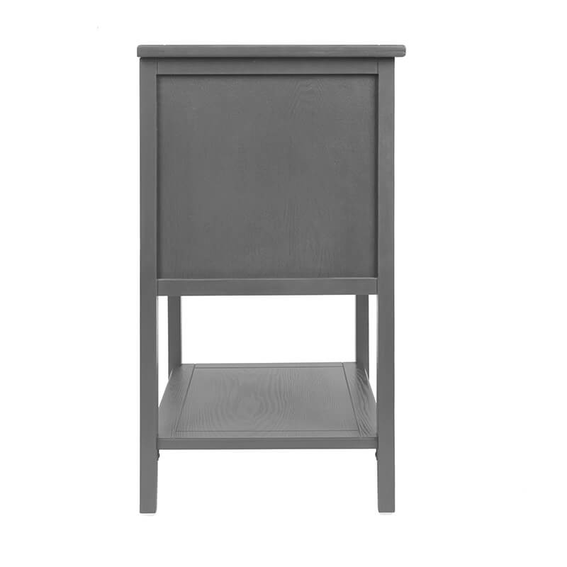 Gray Natural Rattan Side Table Nightstand