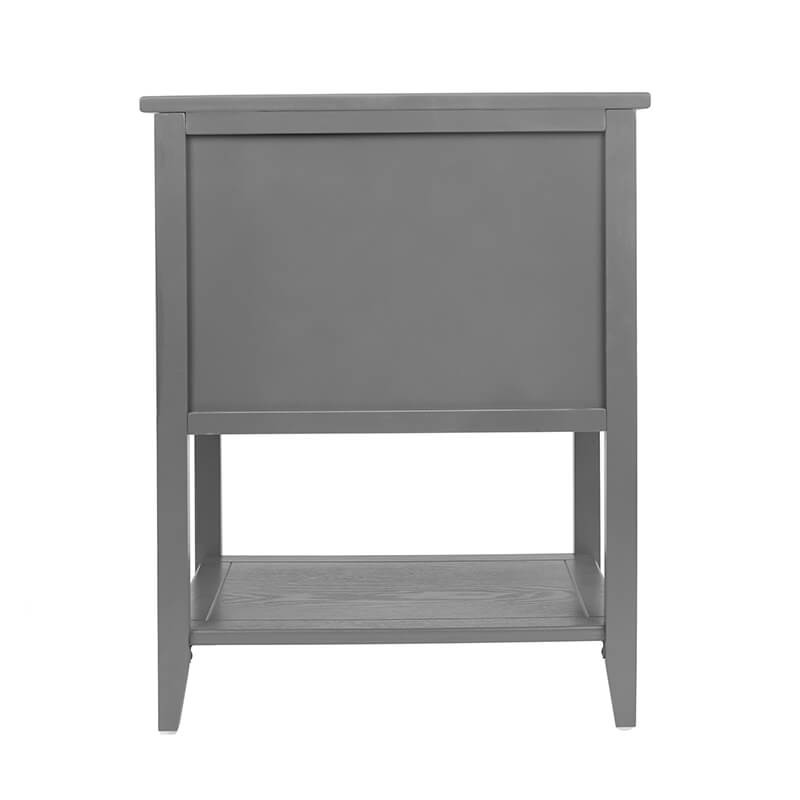 Gray Natural Rattan Side Table Nightstand