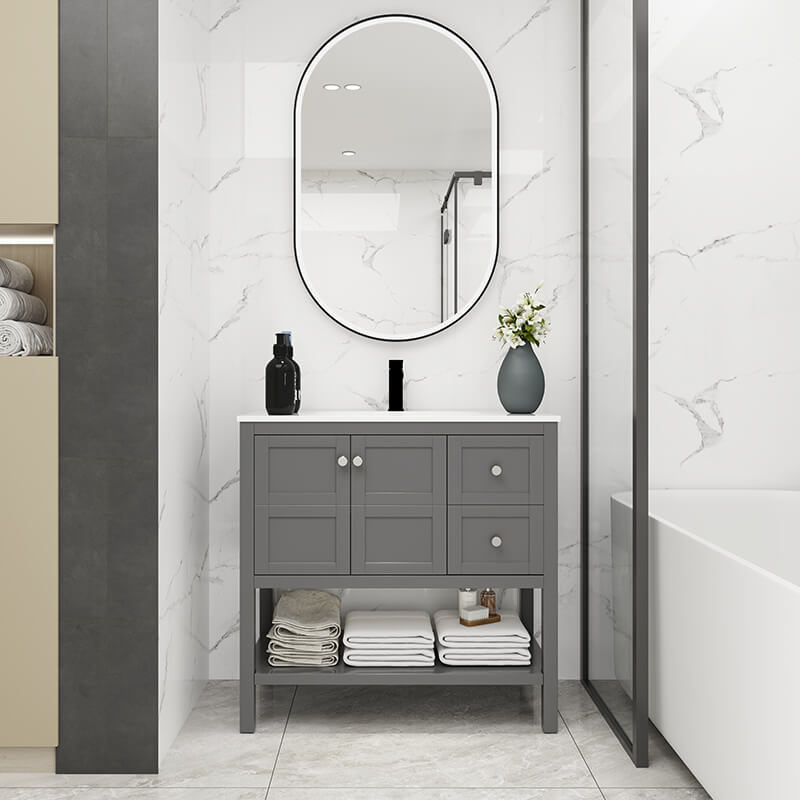 Modern Rock Grey Plywood Bathroom Vanity