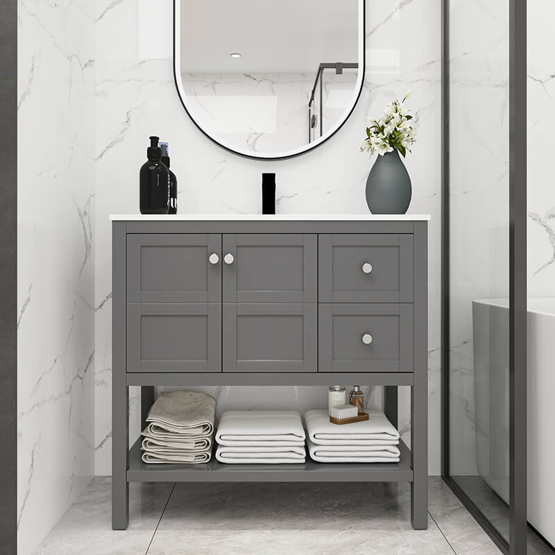 Modern Rock Grey Plywood Bathroom Vanity