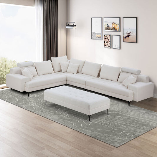 Off White Reversible L-Shaped Sectional Sofa 