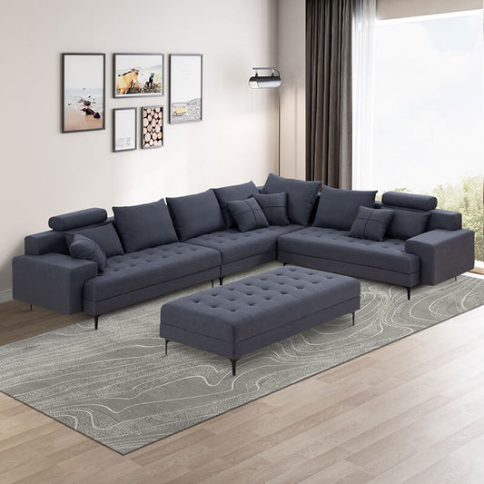 144'' Dark Grey L-Shaped Sectional Sofa 