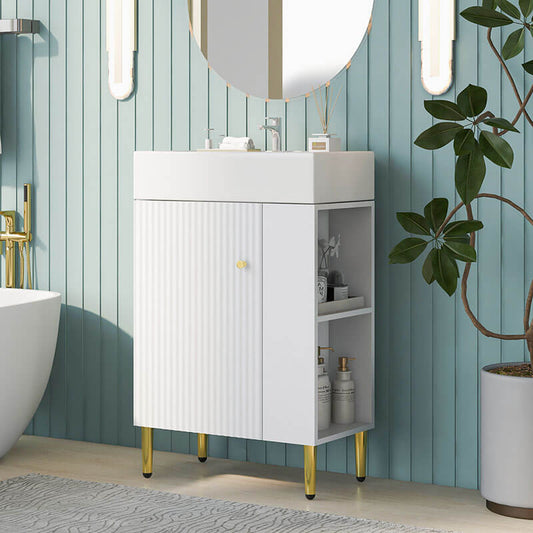 Modern White Bathroom Storage Cabinet Vanity