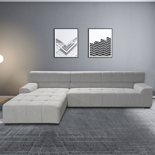 Light Grey Upholstered Fabric Sectional Sofa