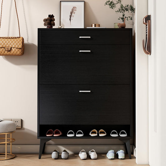 Modern Black Wooden Shoe Storage Cabinet