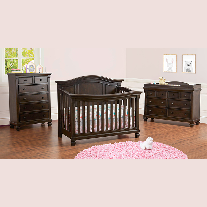 Dark Brown Convertible Solid Wood Crib