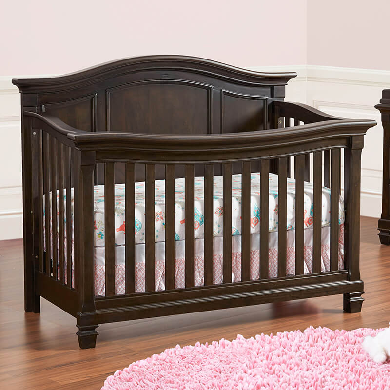 Dark Brown Convertible Solid Wood Crib