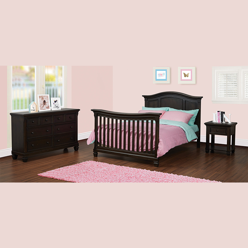 Dark Brown Convertible Solid Wood Crib