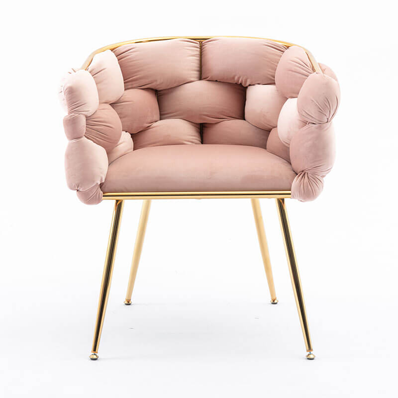 Simple Pink Velvet Sofa Accent Chair