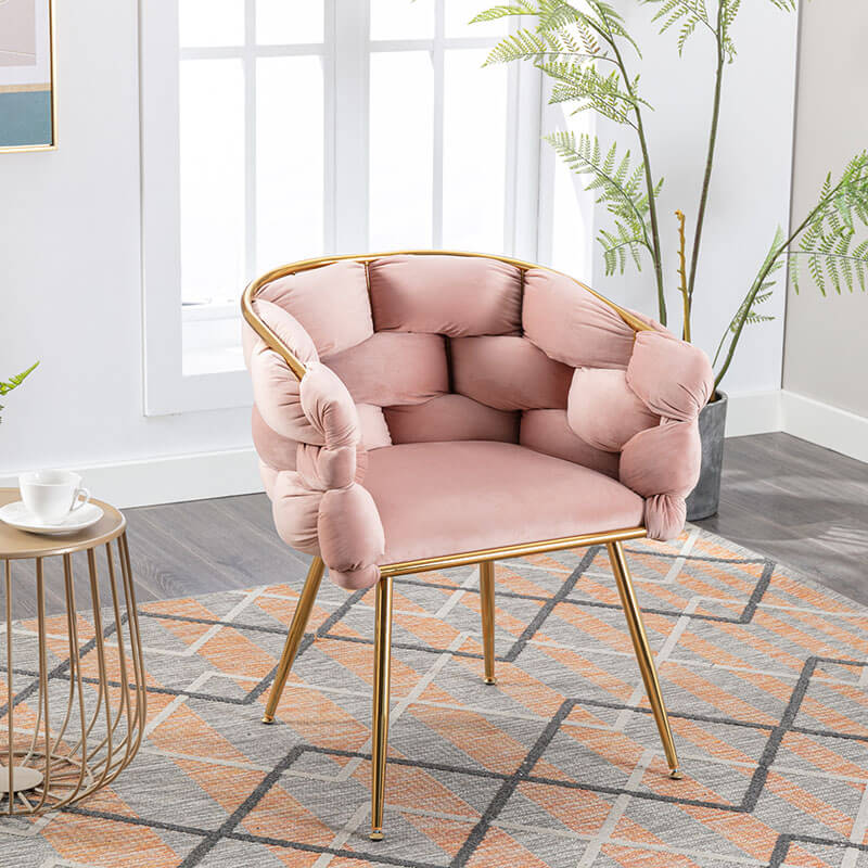 Simple Pink Velvet Sofa Accent Chair