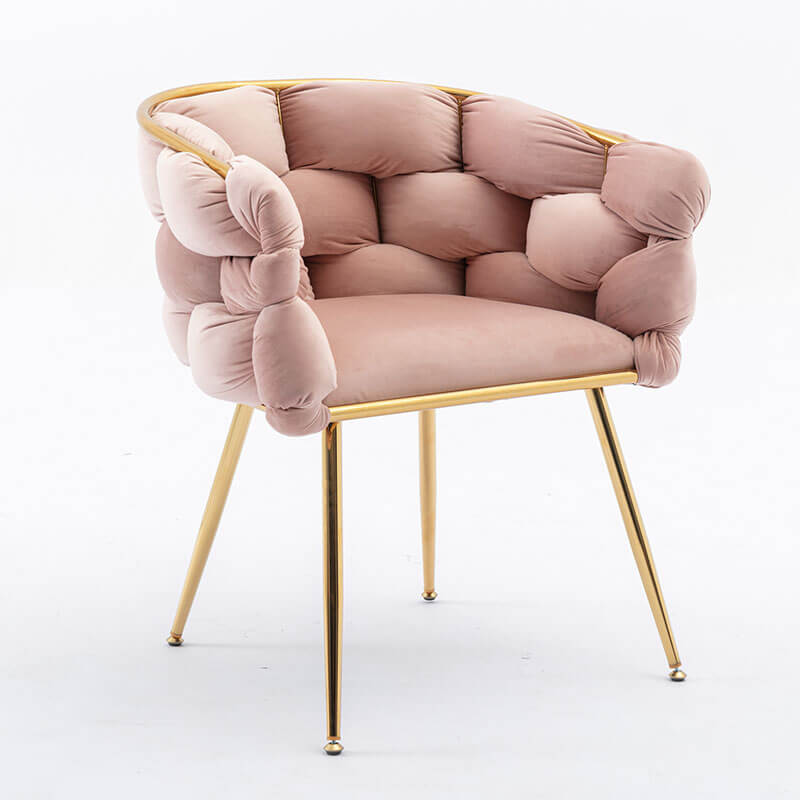 Simple Pink Velvet Sofa Accent Chair