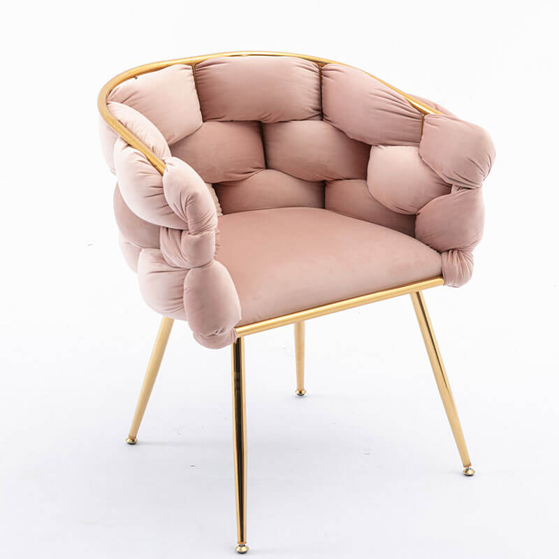 Simple Pink Velvet Sofa Accent Chair