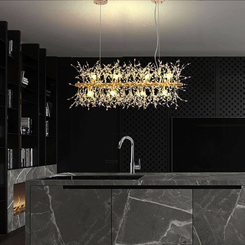 Modern American Golden Crystal Pendant Light